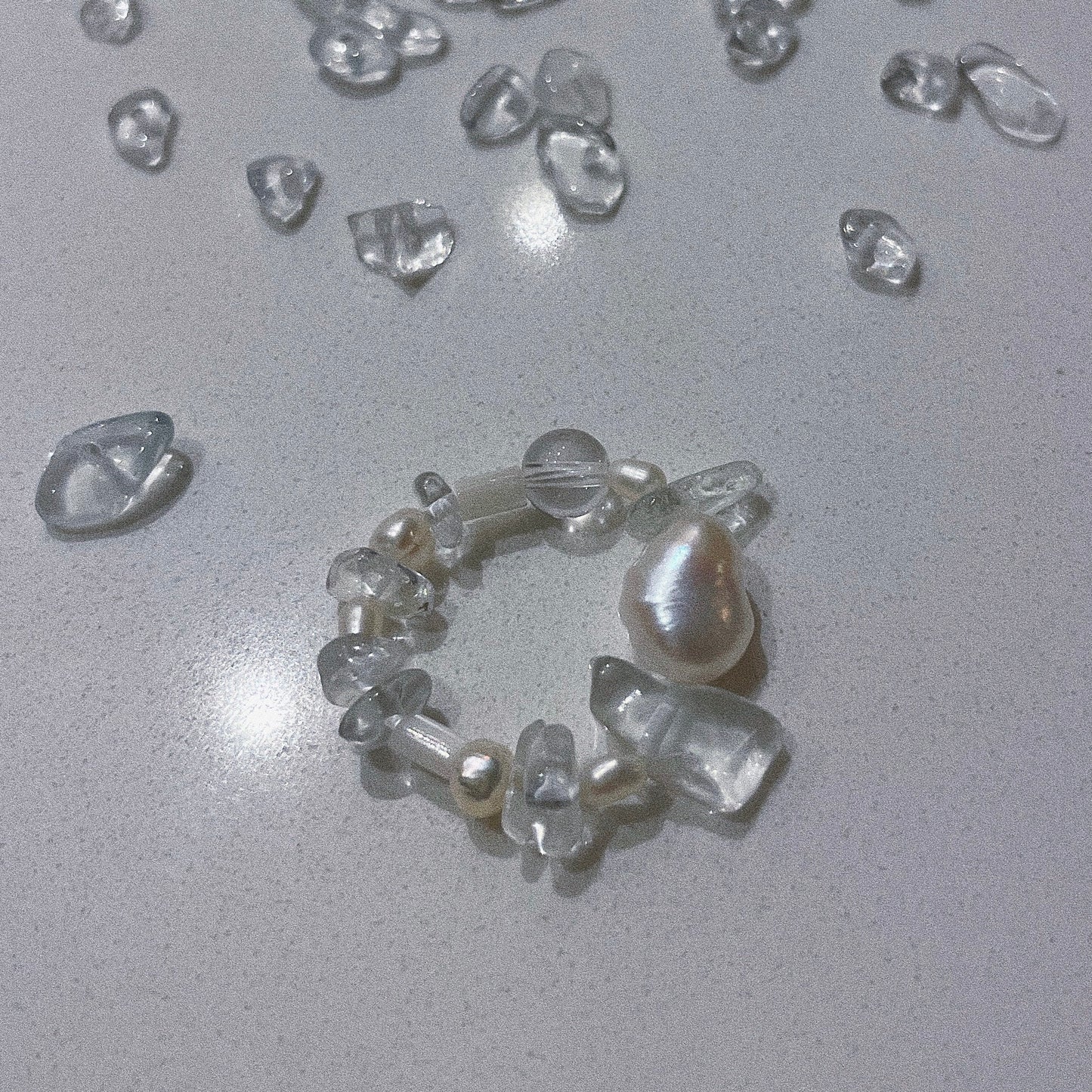 Unreason Rock Crystal Pearl Ring