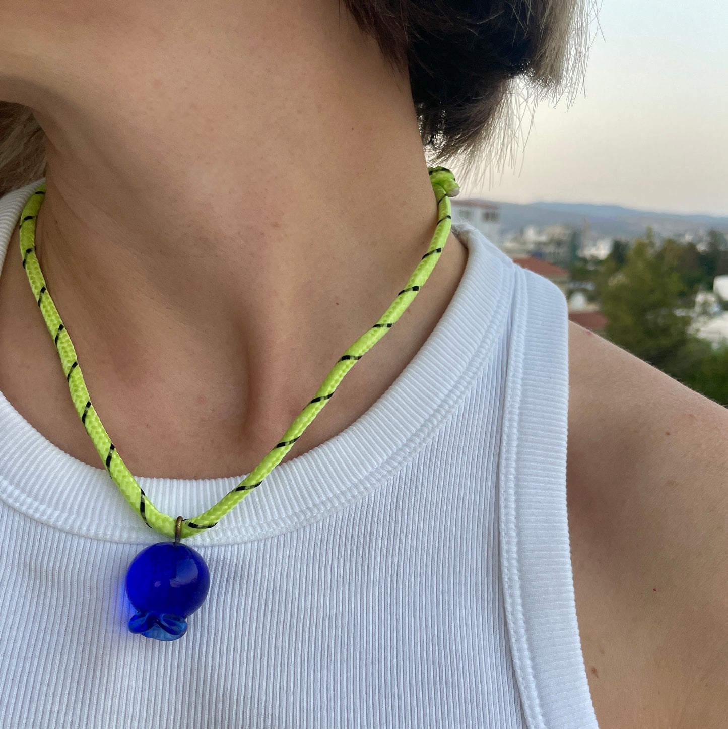 Vintage Blue Balloon Cord Necklace