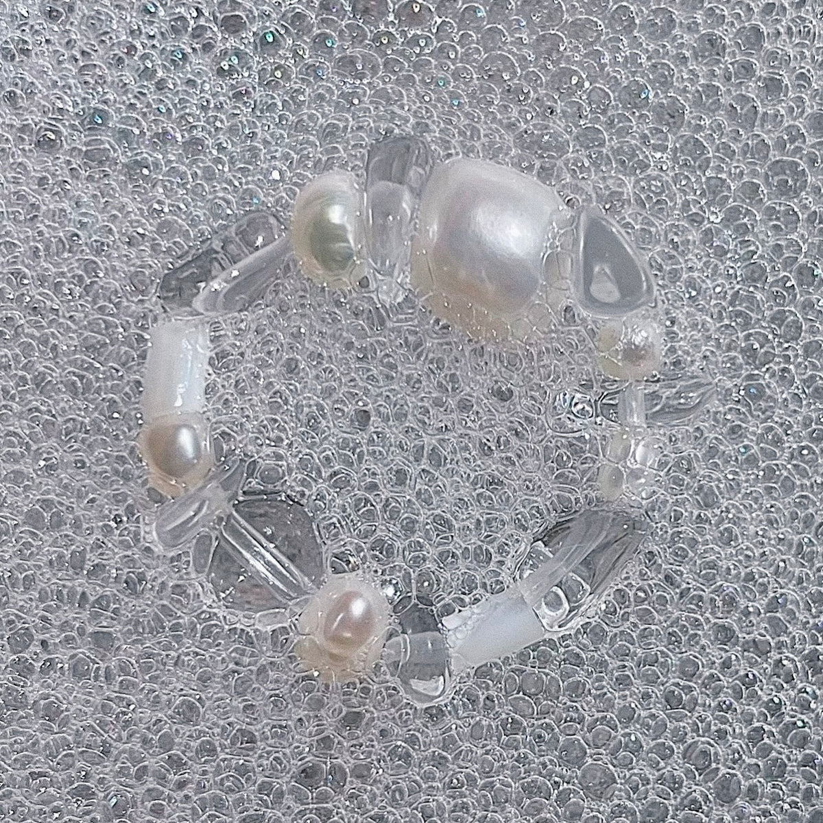 Unreason Rock Crystal Pearl Ring