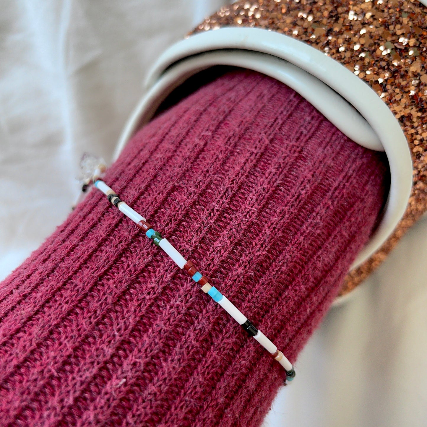 Blue Maroon Sock Anklet