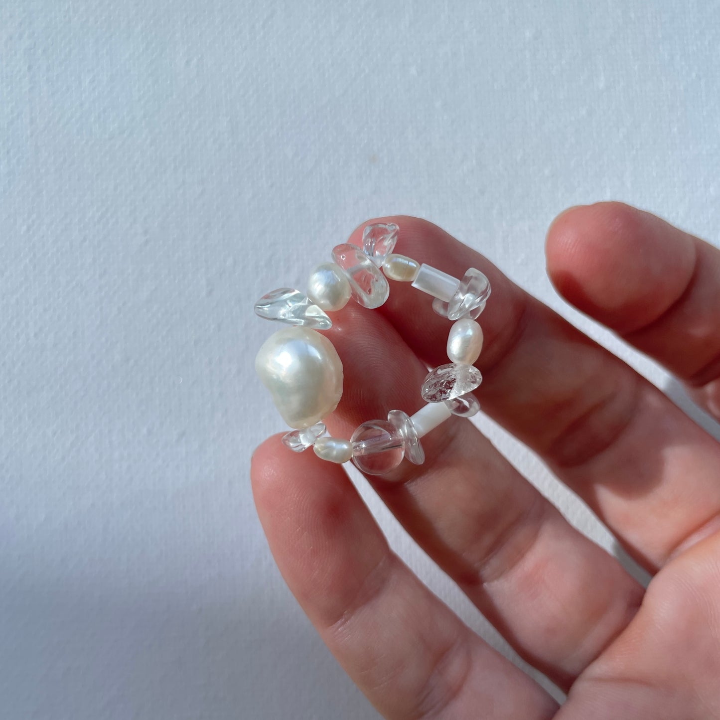 Unreason Rock Crystal Pearl Ring