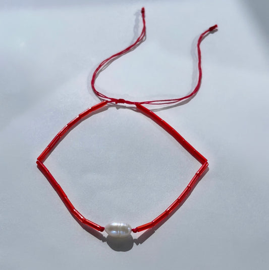 One-Pearl Show Red Bracelet