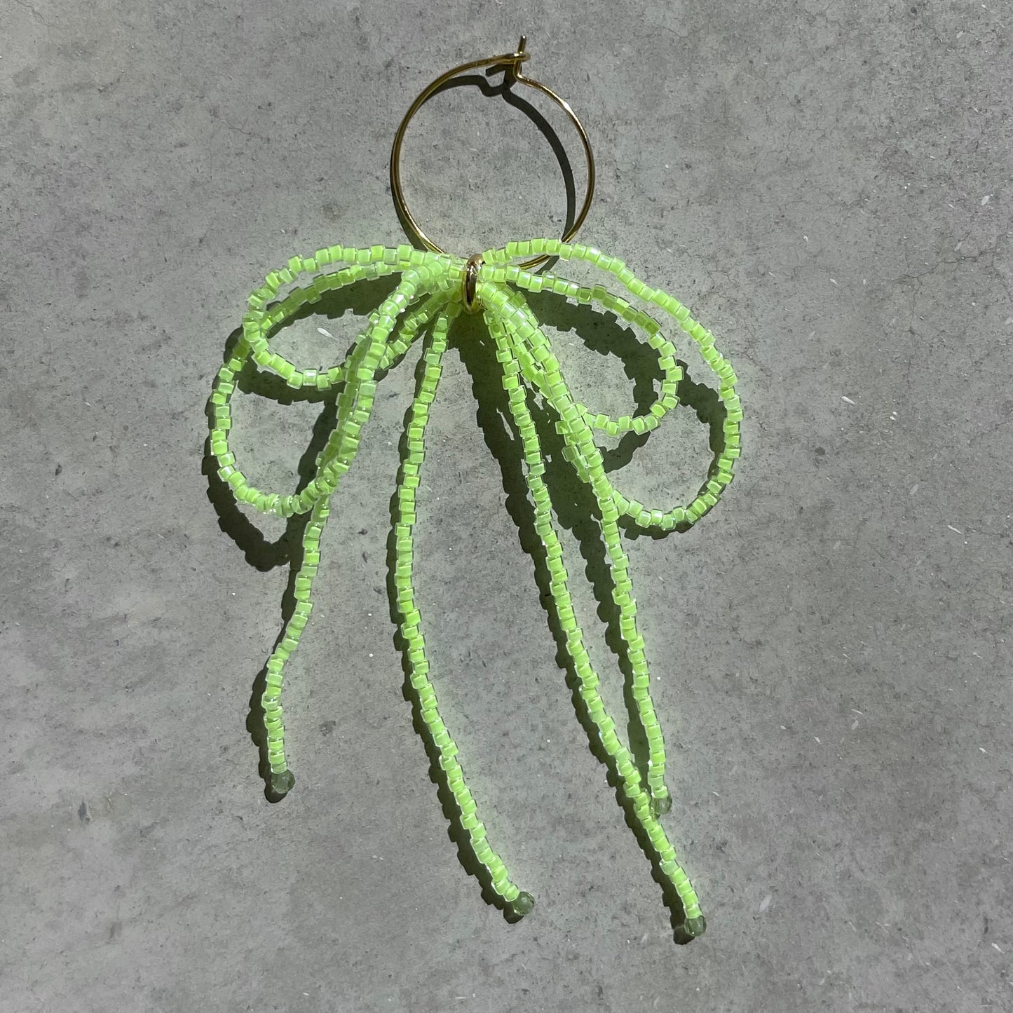 Double Bow Neon Lime Mono Earring